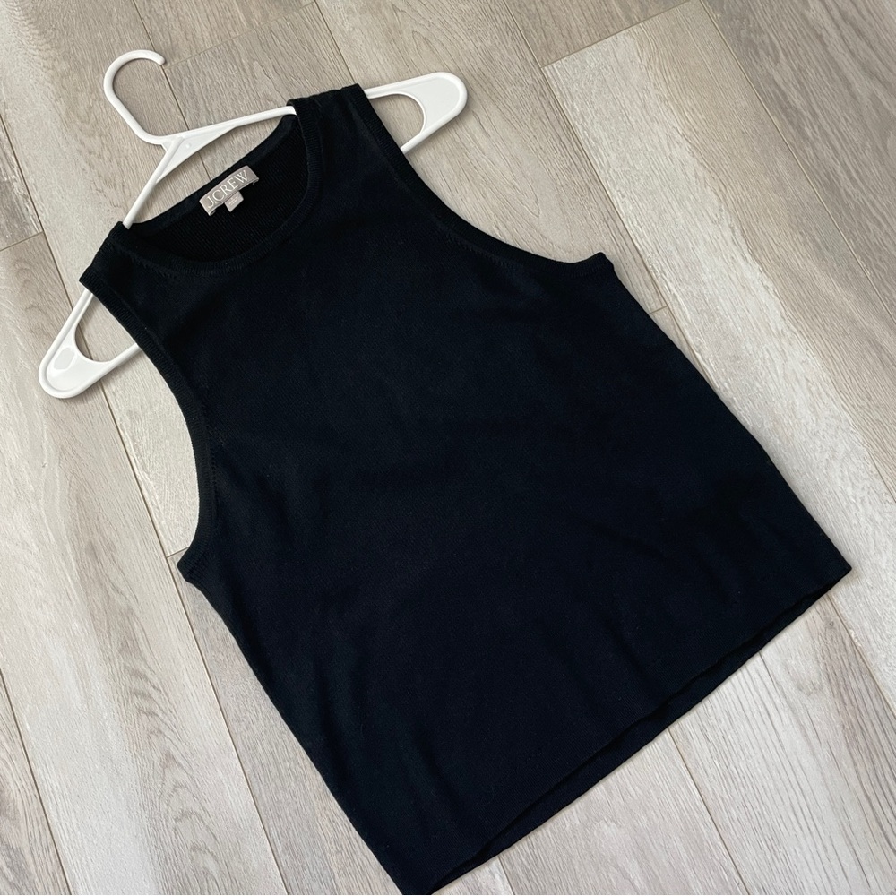 J.Crew Knit Tank Top womens Black (large) classic minimalist basic office work